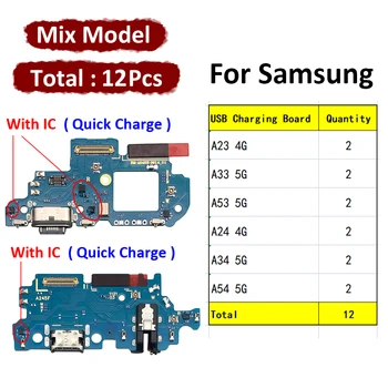 12Pcs חדש עבור סמסונג A23 A33 A53 A24 A34 A54 4G 5G טעינת USB לוח נמל עגינה מחבר המטען להגמיש כבלים