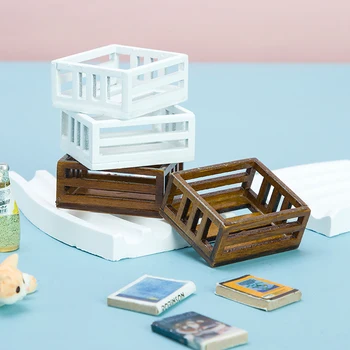 1Pc בית בובות מיניאטורי מסגרת עץ סלסלת פירות דגם רהיטים אביזרים בובות תפאורה בית הילדים לשחק במשחק צעצועים