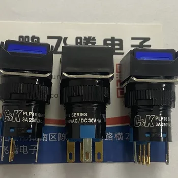 1PCS PLP1624SQ7SE6 PLP16 ריבוע 5-pin לחצן מתג נעילה עצמית עם LED הכחול 16MM לחצן ההפעלה 3א 250V 30V 1A LED 24V