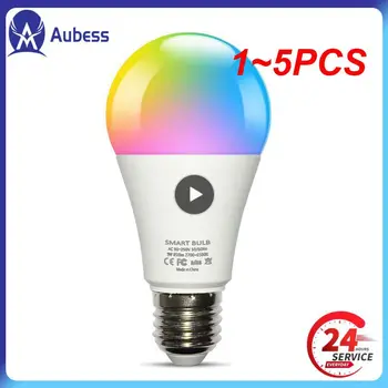 1~5PCS Tuya Zigbee חכם אור E27 LED הנורה RGB+WW+CW ניתן לעמעום חכם החיים שליטה קולית עובד עם אלקסה הביתה