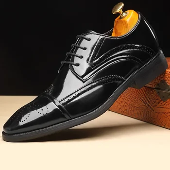 2023 באיכות גבוהה Brogues נעלי ערב גברים אמיתי עור פרה רשמי נעליים מחודד בוהן החתונה עסקים נעליים