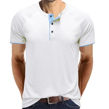2023 החדשים גברים חולצה יומיומי שרוול קצר הנרי טי אדם האופנה לבן כפתורים בסיסיים קיץ חולצות גברים ביגוד
