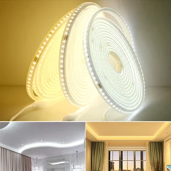 220V רצועת LED אורות עם האיחוד האירופי Plug ולעבור גמיש אור LED בהירות גבוהה עמיד למים מטבח חיצוני מנורת LED קלטת סרט