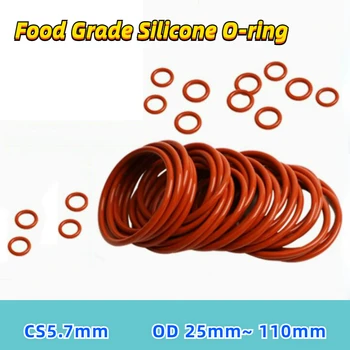 5/10pcs אדום סיליקון O-טבעת סיליקון/VMQ CS5.7mm יתר 25mm~ 110mm או טבעת חותם גומי טבעות איטום רצועת אטם סניטריים כביסה