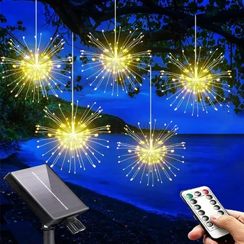 5 ב 1 סולארית Starburst דינור עם אורות מרחוק 600 LED סולארית חוטי נחושת תלויים Starburst פיות האור גן עץ עיצוב