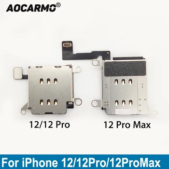 Aocarmo כרטיס ה-Sim כפול מגש שקע הקורא בעל חריץ להגמיש כבלים תיקון חלקים לאייפון 12 / 12 Pro / 12Pro מקס