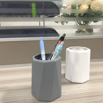 B36C יצירתי גיאומטריות עיפרון מחזיק עט דלפק המארגנים אביזרים דקורטיביים סיליקון עבור הבית, ציוד משרדי לבן