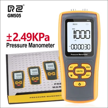 BENETECH מד לחץ דיגיטלי Manometer לחץ מטר Manometer מד לחץ דיפרנציאלי GM505 2.49 KPa לחץ האוויר מטר