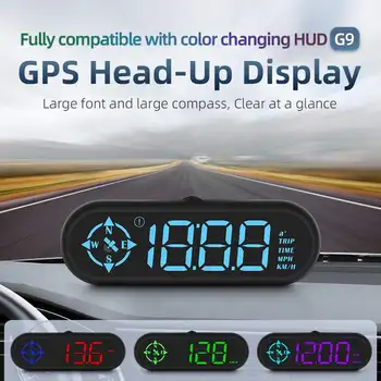 G9 אוטומטי האד GPS תצוגה עילית ברכב מד מהירות עם מצפן שעון מרחק נסיעה אזעקה אביזרים אלקטרוניים