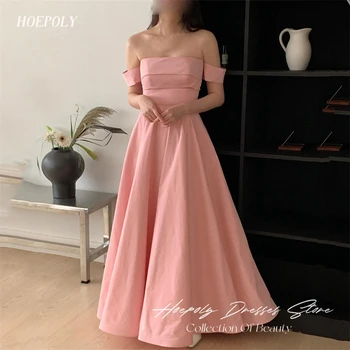 Hoepoly פשוטה אופנה סטרפלס את הכתף שורה ארוכה שמלה לנשף עבור מסיבת קיץ באורך רצפת קלאסי, שמלות ערב