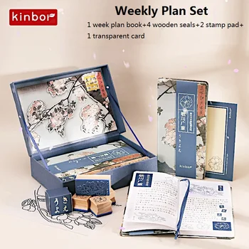 Kinbor שבועי סט תכנית המחברת יד ספר חשבון Блокнот Carnet היומן יפנית פנקס רשימות ויומנים מתנות סיום הלימודים.