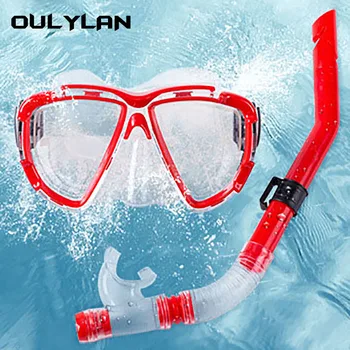 Oulyaln צלילה עם שנורקל נשימה מסכות למבוגרים צינור סט כוסות לגברים נשים נגד החלקה שחייה מים ציוד ספורט