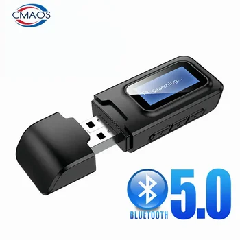 USB Bluetooth מקלט משדר אודיו Bluetooth 5.0 מתאם עבור המכונית מחשב טלוויזיה HD HiFi קולטן מתאם אלחוטי LCD 3.5 מ 