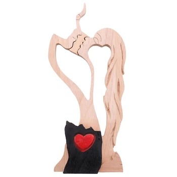 אהבה נצחית, עץ קישוטי עץ-הלב שולחן העבודה פיסול כמה נשיקות פסל אוהב אמנות, קישוטים לבית קישוטים