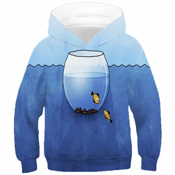 אופנה מצחיק עיצוב חיה דגים 3D הדפסה קפוצ ' ון ילדים מזדמנים ילדה הבגדים סוודר בגדי ספורט חולצות מתנה לילדים חולצות