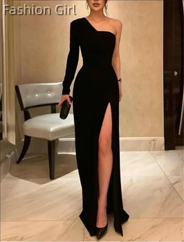 אלגנטי, פשוט, מותאם אישית שחור אחת כתף לנשים שמלות ערב גלימת נשף שמלת רשמי זמן יוקרה מתאים לאירוע אישה 2023