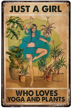 בציר שלט מתכת נערת יוגה בגן רק בחורה שאוהבת יוגה, מפעלי מתכת פח סימן שלט אלומיניום לבית קפה