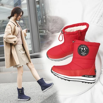 בתוספת גודל 34-43 שלג מגפי נשים, נעלי רוכסן לשמור על חום פרווה עבה מגפי חורף נעים מגפי קרסול נקבה