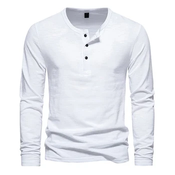 האיש עם החולצה החולצה המותג החדש מזדמן כפתור למטה חולצות עם שרוולים ארוכים O-צוואר חיצוני חולצות העליון גודל S-2XL יומי