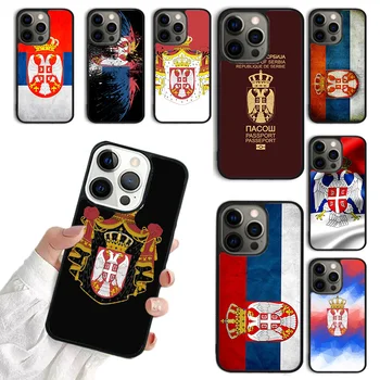 הדגל של סרביה סרבית מקרה טלפון עבור iphone SE2020 15 14 12 13 mini 6 7 8 פלוס XS XR 11 PRO מקס בחזרה Fundas coque כיסוי מעטפת