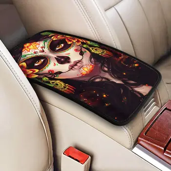המכונית כיסוי משענת יד שטיח עור בחורה יפה במרכז הקונסולה כיסוי כרית מקסיקני אוטומטי הפנים