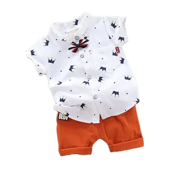 הקיץ בגדי תינוקות החליפה ילדים בגדי ילדים בנים מזדמן חולצה מכנסיים קצרים 2Pcs/מגדיר פעוט ספורט תחפושת תינוק אימוניות.