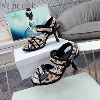הקיץ החדש עגול הבוהן סנדלי נמר אישה סופר עקב גבוה אופנה Slingbacks מזדמן מסיבת נעליים שטוחות חוף נעלי נשים 2023