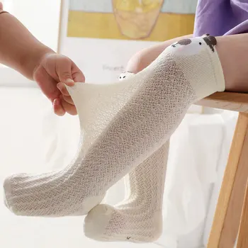 הקיץ ילדה גרביים עד הברך כותנה רך אלסטי גבוה גרביים מצוירים יילוד תינוקות פעוטות רשת גרביים ארוכות אביזרים לתינוקות