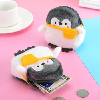 חמוד פינגווין קטן ארנק מטבעות רך מיני קריקטורה ארנק מטבעות מקסים קו נתונים התיק פשטות עמיד קטיפה ארנק מטבעות אביזרים