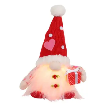 יום האהבה קטיפה מתנה ליום האהבה תבנית לב Gnome בובה עם Led אור רך בפלאש צעצוע קריקטורה מצחיק מתנה לילדים