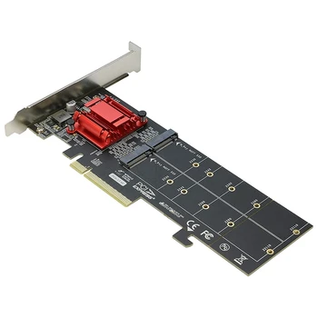 כפול NVMe PCIe מתאם,M. 2 NVMe SSD ל PCI-E 3.1 X8/X16 תמיכה בכרטיס M. 2 (M מפתח) NVMe SSD 22110/2280/2260/2242