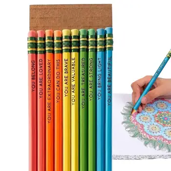 מוטיבציה עפרונות עפרונות בכיתה 10pcs חיובי עפרונות עם אמרות לסטודנטים אישור עפרונות מתנה לילדי בית ספר