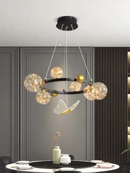מלא כוכב הזהב אור יצירתי מודרני פשוט נברשת תאורה הברק עמעום הסלון מנורת תקרה