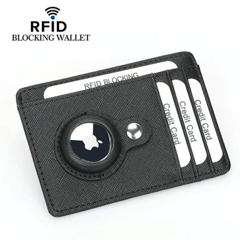 מסוגנן פשוט סיבי פחמן כרטיס אשראי תיק Multi-Card Slots עבור אפל Tracker מיקום אנטי-אובדן RFID מגן לשנות את הארנק