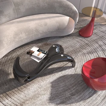 נורדי זכוכית שולחן קפה הספרים שחור בכניסה ונג שולחן ליד המיטה, הספה בסלון רהיטים מסה דה Centro ריהוט הבית