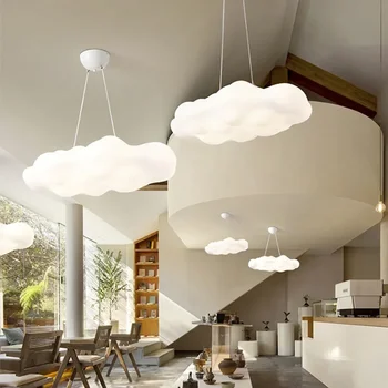 סקנדינבי מודרני מינימליסטי אקריליק ענן בצורת LED תקרה נברשת ענן לבן בצורת נברשת עבור סלון וחדר שינה