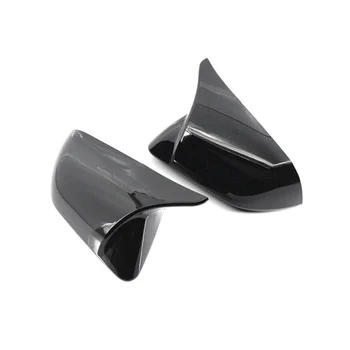 שחור מבריק קרן סגנון בצד הדלת האחורית המראה לכסות לקצץ קליפות קאפ עבור פורד מוסטנג 2015-2022