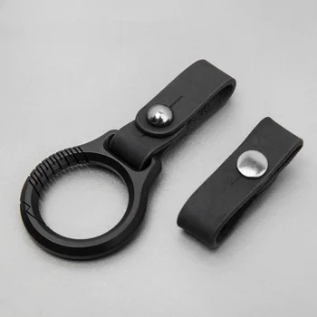 שחור סגסוגת טיטניום המותניים אבזם עור טבעת מחזיק מפתחות חיצונית כלי EDC