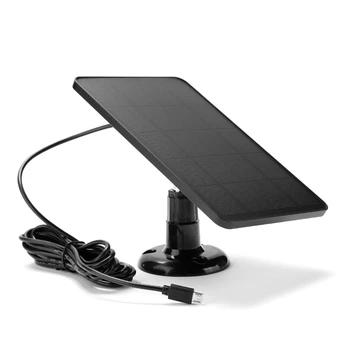 שחור פנל סולארי עבור מצלמת אבטחה חיצונית USB לטעינה סולארית עבור מצלמות במעגל סגור, מצלמת אבטחה לפקח על אספקת החשמל.