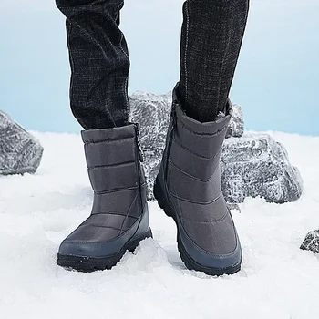 שלג גברים מגפי פלטפורמה Mens נעלי הליכה גברים חורף נעלי קטיפה זכר נעליים עמיד למים מגפי קרסול העבודה של האדם נעליים נעליים
