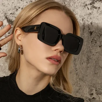 תוספות בסגנון של נשים משקפי שמש רטרו מרובע גדול מסגרת חיצונית קרם הגנה הגנת UV משקפי שמש באיכות גבוהה נוח Uv400