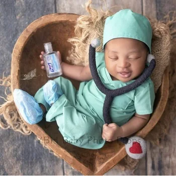 תינוק שרק נולד הרופא האחות החליפה סטיילינג בנות בנים מאה ימים תחפושות, צילום אביזרים תלבושות בגדי תינוקות בגדי תינוקות