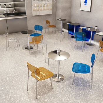 תעשייתי הרוח שולחן קפה קינוח, בר חטיפים קטן, שולחן עגול פשוט מודרניים נירוסטה שולחנות וכיסאות