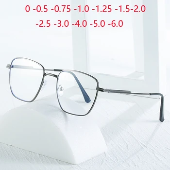 0 -0.5 -0.75 כדי -4.0 אנטי כחול קרני מתכת מצולע מרשם משקפיים נשים גברים קצרת רואי משקפיים לסטודנטים נראה רחוק