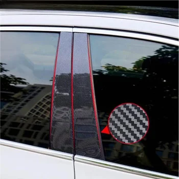 6Pcs סיבי פחמן תראה המכונית עמוד הודעות הדלת חלון מדבקות לחיתוך כיסוי עבור הונדה סיטי GM4/5/6/8/9 2015-2019 כרום סטיילינג