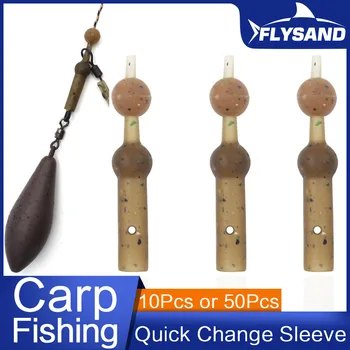 FLYSAND קרפיון דיג שרוול & חרוז שיער הציוד עושה הסוואה חיץ חרוז מסוף להתמודד עם דיג אביזרים 10/50Pcs