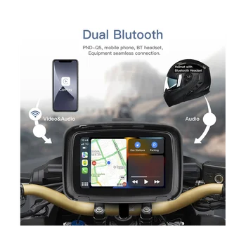 IPX7 אופנוע עמיד למים Displa 5 אינץ אופנוע אלחוטית Apple Carplay אנדרואיד אוטומטי נייד מסך ניווט