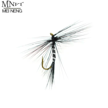 MNFT 10Pcs #10 זברה שחור יתוש זבוב טראוט דיג יבש זבובים מלאכותי דיג פיתיון לעוף