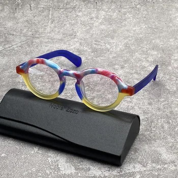 גוונים צבעוניים מסגרת משקפיים של גברים ונשים רטרו עגול קוצר ראייה מרשם המשקפיים מותג יוקרה אופטי מסגרת משקפיים