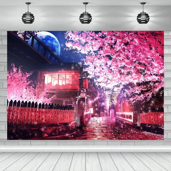 ויניל היפנית סאקורה דובדבן רקע מסיבת יום הולדת קישוט מצויר אנימה נושא הצילום הר פוג ' י מקום קיר באנר